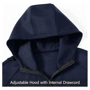 Men's <b>Navy</b> Blue Hooded Tracksuit Set Full Zip Casual Sweatshirt and Pants Solid Color Breathable Polyester Autumn Wear - Product Image 2