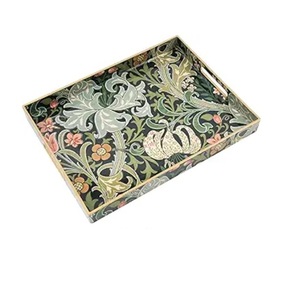 ถาดวางของข้างโต๊ะกาแฟทรงสี่เหลี่ยมลายดอกไม้สวยงาม ลดราคาพิเศษ พร้อมหูจับ ถาดขนาดใหญ่สำหรับโต๊ะกาแฟ - Product Image 1