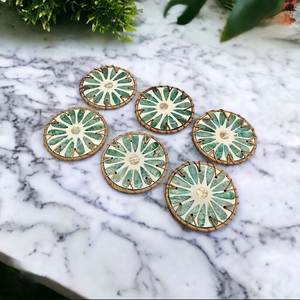 Creative Design Tea <b>Coaster</b> <b>Set</b> With Resin & MOP Inlay With Rattan Woven Holder Mats & Pads placemat Drink <b>coaster</b> At Best Price - Product Image 4