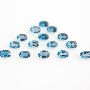 Topacio Azul de Londres Natural, Corte Ovalado, Piedras Sueltas Calibradas de 7x5-8x12mm, Topacio Azul Facetado para Joyería, Venta al Por Mayor - Product Image 2