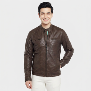 OEM Services Men's Fashionable Regular Size Genuine Leather Streetwear Winter Jacket with <b>Fur</b> <b>Trim</b> - Product Image 6