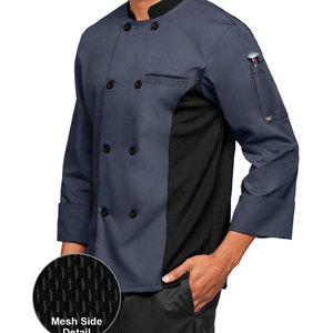 Veste de chef à manches longues avec boutons, anti-taches, respirante, légère, en polyester/coton, tenue culinaire, équipement de travail professionnel pour la cuisine - Product Image 1