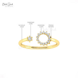 Top Selling 14K Solid Gold Open Cuff <b>Dainty</b> Wedding <b>Ring</b> 0.14CTW White Diamond IGI Certified Bridal Jewelry at Factory Cost - Product Image 3