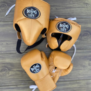 No Boxing No Life Lace-Up Real Leather Boxing <b>Gloves</b> Sanda Training Set with Hand Grips <b>Moisture</b> Wicking & Non-Slip-Orange - Product Image 1