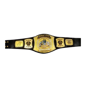 Ceinture de champion Windy City Silverbacks - Ceinture de sport noire personnalisable avec détails dorés - Trophée de collection haut de gamme - Product Image 1