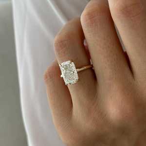 5 Carat Elongated Cushion Diamond <b>Solitaire</b> <b>Ring</b>, 14k Yellow Gold Minimalist Engagement <b>Ring</b>, IGI Certified - Product Image 3