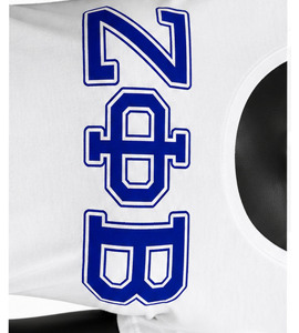 Camiseta Blanca de Manga Regular para Hombre Phi Beta Sigma, Letras Griegas Azules, Cuello Redondo, Corte Regular, Tejido Jersey 100% Algodón Ecológico - Product Image 3
