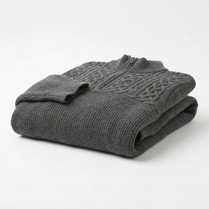 Sudadera de Moda para Hombre, Color Sólido, Casual, con Cuello Alto y Cierre de Cremallera 1/4, Manga Larga, 320gsm - Product Image 3
