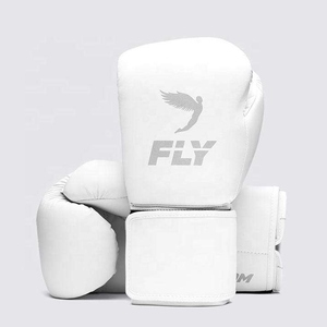 ถุงมือชกมวยสำหรับฝึกซ้อม รุ่น Professional Pro Fighting Fly สีดำขาว หนังวัวแท้ สายรัดข้อมือปรับได้ รุ่น AI-BG-508 - Product Image 1