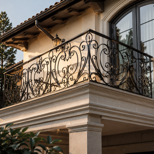 Luxury Black Wrought Iron Balcony Railing Ornamental Scroll Metal Balustrade Villa Terrace Safety Fence Design - Product Image 2