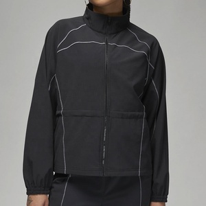 Chaqueta cortavientos de lana de invierno de talla grande para mujer, chaqueta de chándal con cremallera de bloque de Color, cuello con capucha, diseño de cremallera frontal, pantalones cortos, traje - Product Image 1