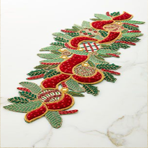 Radiant bright yellow and gold ornate floral paisley style handmade beaded festive <b>table</b> <b>runner</b>, available at wholesale prices. - Product Image 6