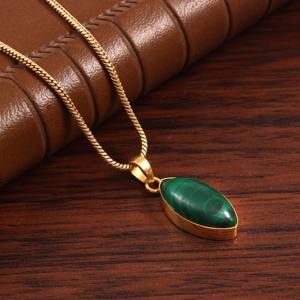 925ชุดตัวเรือนแร่มาลาไคต์เงินสเตอร์ลิงจี้ชุบทองสำหรับสร้อยคอจี้ชั้นดีและเสน่ห์ - Product Image 2