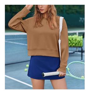 Nueva llegada: Sudadera de algodón de lujo para mujer, de manga larga, cuello redondo, hombros caídos, color liso, cómoda y casual, de Bangladesh. - Product Image 5