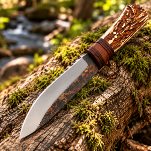 Couteau de survie tactique de camping OEM de 11 pouces, fait main, en acier à haute teneur en carbone, à lame fixe de type Drop Point, avec manche en corne, qualité industrielle - Product Image 4