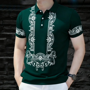 เสื้อเชิ้ตผู้ชายลำลองพิมพ์ลายดิจิทัลสไตล์ชาติพันธุ์หรูหราจากปากีสถาน ผ้าแคนวาส แขนสั้น สีพื้น เป็นมิตรกับสิ่งแวดล้อม ระบายอากาศได้ดี รับสกรีนโลโก้ - Product Image 2