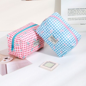 Bolsa de Almacenamiento de Papelería para Mujer, con Diseño de Lazo, para Viajes, Estudiantes, Estuche de Lápices para Niñas, Bolsa de Maquillaje Retro, Cosmetiquera de Algodón con Cierre Suave - Product Image 2