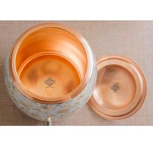 Distributeur d'eau en cuivre avec motif floral doré et robinet pour usage domestique - Product Image 2