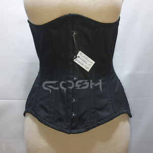 Heavy Duty Gothic Black Cotton <b>Underbust</b> Corset Waist Trainer 24 Steel Boned Body Shaper Corset Supplier - Product Image 1
