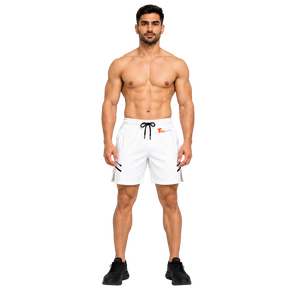 <b>Men's</b> <b>White</b> Quick Dry Board <b>Shorts</b> Mid Waist Drawstring Solid Color Casual Athletic Workout Gym Training <b>Shorts</b> - Product Image 1