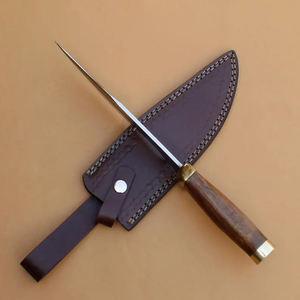Cuchillo Bowie hecho a mano de acero D2: mango de madera y funda de cuero - Product Image 5