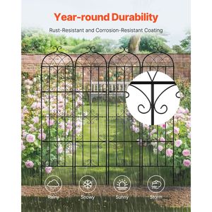 Set di 4 tralicci da giardino in metallo antiruggine 87 x 20 pollici per rose rampicanti da esterno - Recinzioni, tralicci e cancelli - Product Image 3
