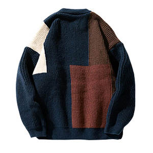 <b>Mens</b> Color Block <b>Sweater</b> Long Sleeve Crew <b>Neck</b> Knit Winter <b>Sweater</b> Warm Breathable Anti Pilling Casual <b>Sweater</b> Custom Logo - Product Image 3