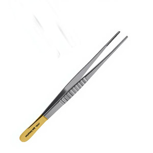 คีมจับเนื้อเยื่อแบบมีฟัน 1x2 ขนาด 8 นิ้ว ด้ามจับสีทอง ผลิตจากเหล็กกล้าไร้สนิมเยอรมัน อุปกรณ์ผ่าตัดหู คอ จมูก สำหรับหยุดเลือดและจับเนื้อเยื่อ - Product Image 3