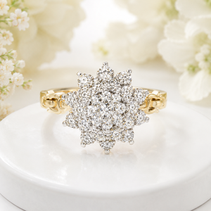 Premium 14K <b>Gold</b> Round Cluster <b>Ring</b> with Brilliant CZ Stones Wedding Engagement Jewelry for Women Buyers - Product Image 2