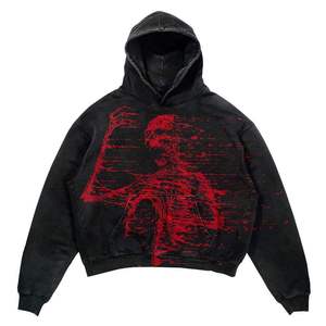 Sudadera con Capucha Personalizada para Hombre, Estilo Urbano, Diseño Oversize, Gráfico, Lavado Desgastado, con Pedrería, Secado Rápido - Product Image 6
