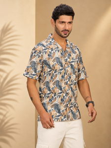 Men's Single Breasted Winter Floral Print Short Sleeve Casual <b>Shirt</b> with Anti-Pilling & Eco-Friendly Features for All Time Wear - Product Image 5