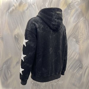 Sudadera con Capucha y Cremallera Snowgrace para Hombre, Estilo Urbano, Felpa, Corte Holgado, Diseño con Estampado de Estrellas Negras para Invierno - Product Image 4