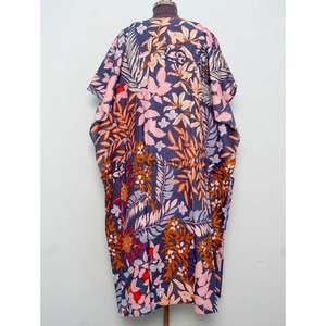 Nuevo Vestido Largo Kaftan para Mujer, 100% Algodón Orgánico, Tejido a Mano, Cuello en V, Manga Holgada, Transpirable, para Playa - Product Image 6