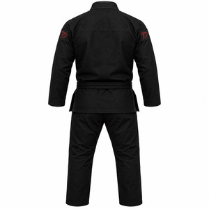 Kimono Negro de BJJ para Hombre, Ropa de Artes Marciales, 100% Algodón, Ligero, de Secado Rápido, Duradero, Corte Regular, Talla Adulto, con Detalle de Logotipo Rojo - Product Image 2