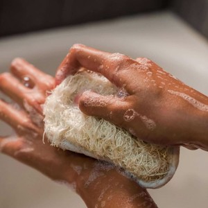 Natural Loofah Shower Sponge with Soft Woven Texture Compact Round Shape and Cotton Hanging Loop Convenient Bathroom - Product Image 5