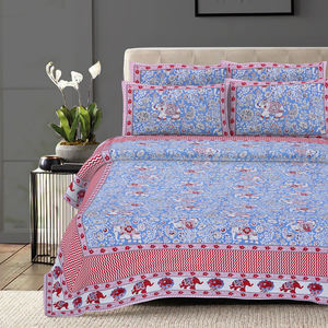 Sábanas con fundas de almohada de algodón, decoración para el hogar, tamaño King, ropa de cama con estampado Jaipuri, estampado animal, de Indian Consigners - Product Image 4