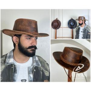 Sombreros de Vaquero de Cuero Genuino de Primera Calidad para Adultos, Sombrero con Banda Trenzada y Grabado en Relieve, Moderno y Unisex - Product Image 1