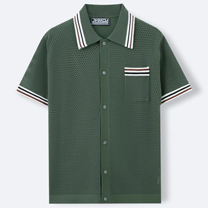 Polo pour homme 2025 |   Cardigan en tricot respirant pour l'été |   Haut décontracté à col ouvert de style européen - Product Image 2