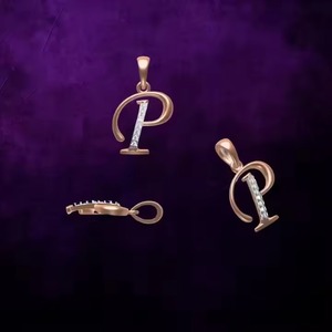 Collier Pendentif Unisexe en Or Rose 14K avec Diamant Sertie Griffe, Lettre Alphabet Designer, Élégant et Tendance, Cadeau Idéal - Product Image 4