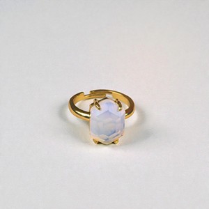 925 Silver Natural Hexagon Opalite Gemstone <b>Ring</b> — 10x14mm Geometric Gemstone <b>Ring</b> - Modern Statement <b>Ring</b> - Product Image 1