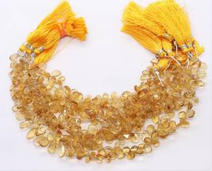 Natural Yellow Citrine Smooth Pear Shape Briolette 5x7-6x8MM Citrine Gemstone Beads 8 Inch Strand Premium Quality Citrine Beads - Product Image 6