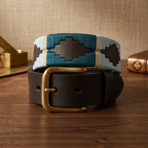Premium Polo Style Leather Belts Wholesale Custom Logo <b>Men</b>’s Genuine Leather Belt Manufacturer Divine International - Product Image 6