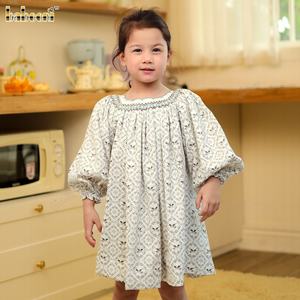 Robe courte en velours côtelé à manches longues, imprimé géométrique festonné, pour filles, automne, enfants, écologique, 100% coton OEKO-TEX - Product Image 6