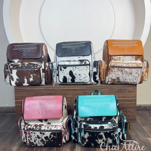 Handmade Cowhide Leather with Boot Stitch <b>Backpack</b> Purse Tooled Flap Women Travel <b>School</b> Fashion Hide <b>Backpack</b> Wholesale - Product Image 1