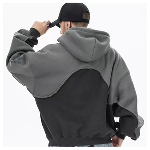 Sweat à capuche personnalisé en molleton bouclette de coton, unisexe, coupe oversize, épais, avec impression sérigraphique et impression en relief, fermeture éclair intégrale - Product Image 2