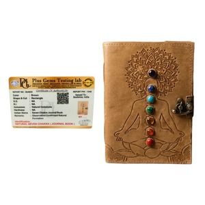 Manifestation Journal Leather Bound Diary with Seven <b>Chakra</b> Crystal Lock Closure - Product Image 2