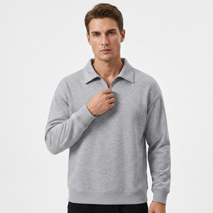 Pull polo tricoté à manches longues pour homme, couleur unie, avec fermeture éclair, style décontracté, en coton anti-boulochage, collection essentielle de tricots - Product Image 4