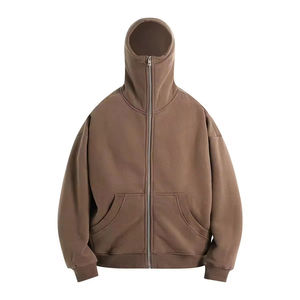 Manufacturers <b>Teenagers</b> Autumn Custom Double Layer Pullover Oversized Mens Ninja Balaclava Fleece Heavy Weight Zip Mask <b>Hoodie</b> - Product Image 1