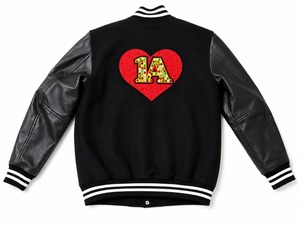 <b>Men</b> American Letterman Baseball School Team Varsity <b>Jacket</b> Black Real Leather Sleeves Black/<b>White</b> Lines - Product Image 2