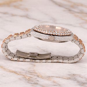 Reloj Personalizado con Moissanita, Estilo Hip Hop para Hombre, Acero Inoxidable, Chapado en Oro Blanco y Amarillo, Cristal con Diamantes, Movimiento Citizen, 3BAR - Product Image 3